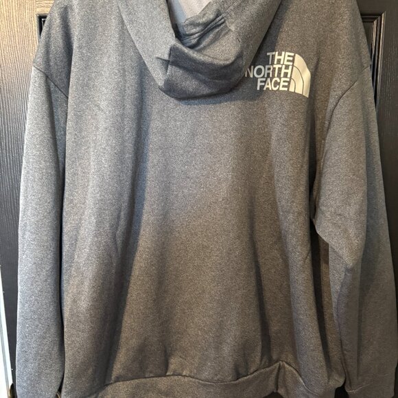 EUC Mens Unisex North Face Hoodie Sweatshirt Gray White logo Large - Picture 6 of 6